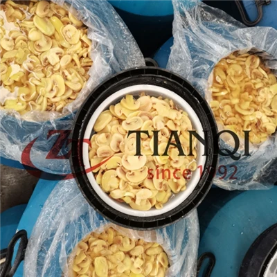 Champiñones en salmuera en tambores